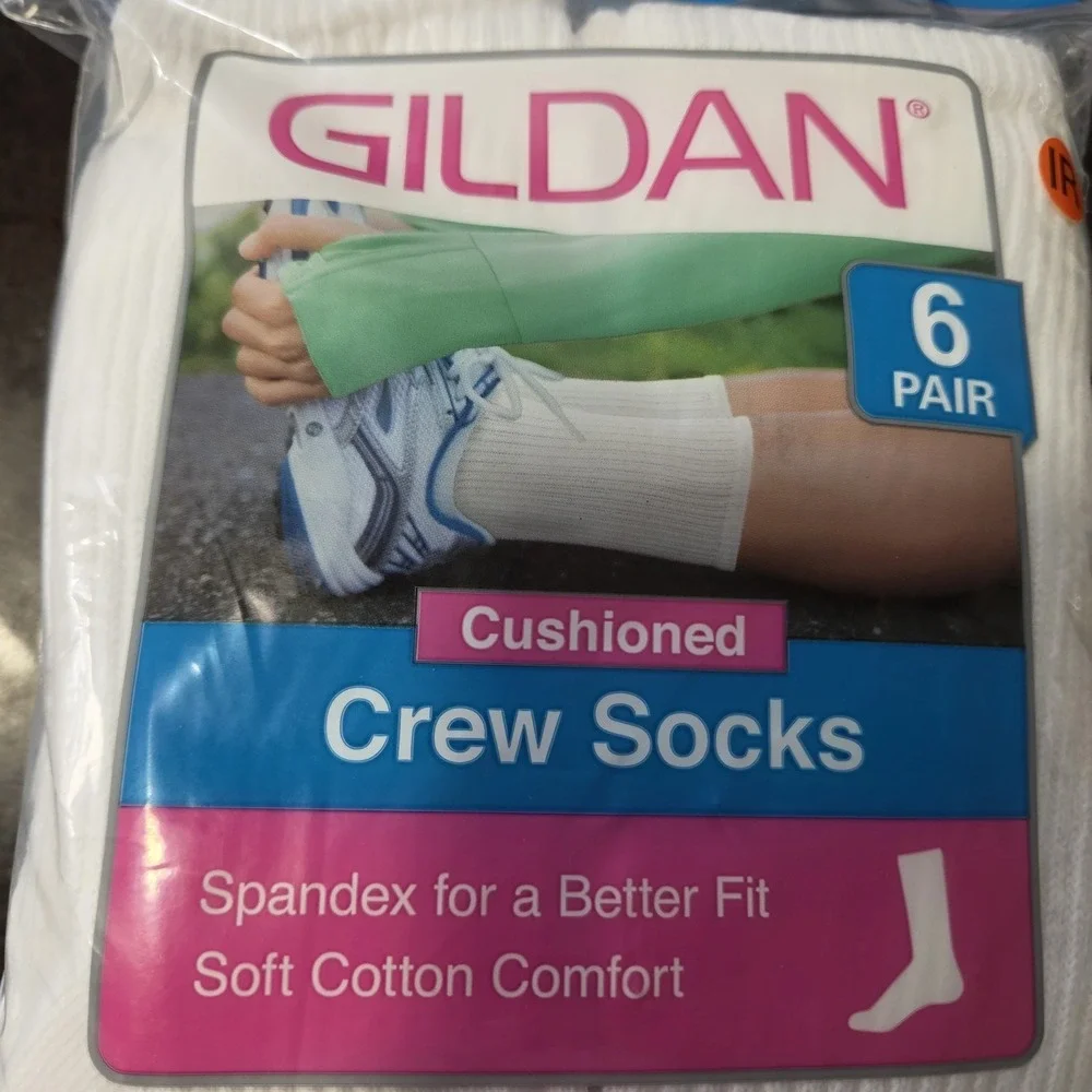 NEW Vintage Womens White Crew Socks 6 Pairs Comfort Toe Seam  Size 4-10